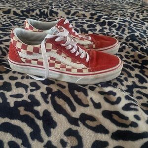 used red and white checkered vans